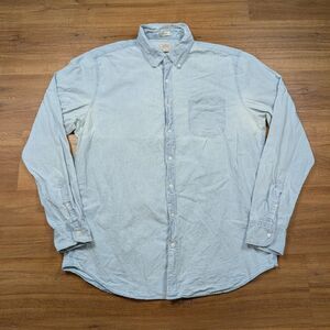 J Crew Classic Fit Chambray Shirt Men XLT Tall Blue Organic Cotton Long Sleeve